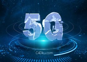 C4D制作3D高速第五代移动通信网络宣传立体字