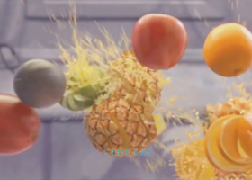 C4D制作水果切割分离果汁喷溅X-Particles流体特效案例视频素材