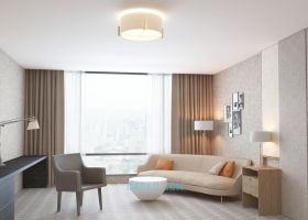 3DSMAX建模北欧室内设计吊顶台灯弯曲造型沙发床头柜椅子窗帘玻璃窗