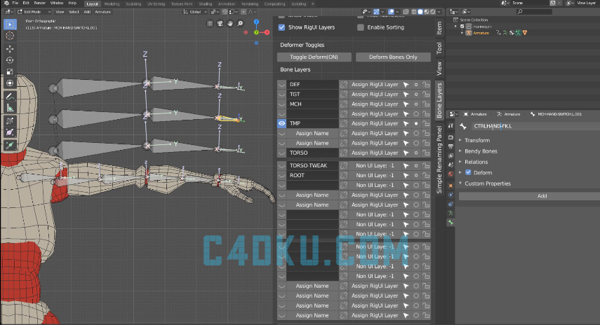 blender製作三維遊戲戰士人物角色骨骼身體面部建模綁定案例