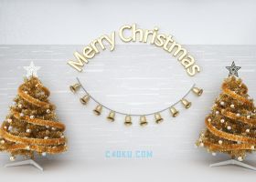 C4D制作圣诞节圣诞树装饰背景