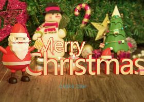 C4D建模圣诞快乐老人卡通三维雪人圣诞树装饰红色衣服五角星3D礼物盒