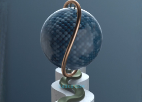 C4D制作3D球体循环轨道规律运动场景动画绑定设计合成案例