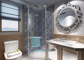 3DSMAX制作欧中款式风格后现代卫生间玻璃室内花式镜子洗手台毛巾花