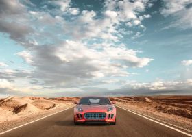 CINEMA4D制作三维立体户外开车旅行沙漠超级炫酷红色豪华3D跑车模型