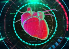 CINEMA4D建模三维立体3D创意科幻感心脏科技HUD元素数据图形工程