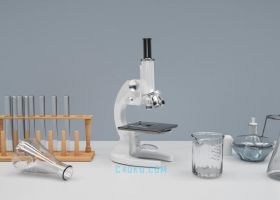 CINEMA4DR17建模三维科学医疗技术玻璃瓶器械显微镜展示立体3D工程