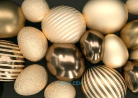 C4D制作三维条纹纹理抽象球体金属反光挤压变形布材料球空间3D工程