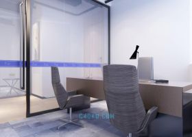 3DSMAX建模培训机构室内玻璃门商务办公艺术台灯真皮长桌不锈钢椅子