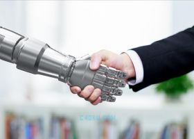 C4DR17制作三维智能自动化AI系统机械商务办公机器手合作握手3D工程