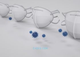 C4D结合Octane插件制作立体3D病毒球体口罩预防新型冠状病毒3D工程