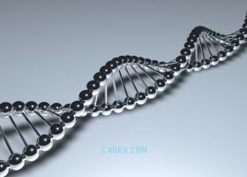 C4D建模科幻建模医疗健康金属DNA脱氧核苷酸螺旋抽象结构条3D模型