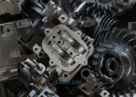 CINEMA4D配合OC插件制作工业级器械电机组装金属设备零件轴承齿轮