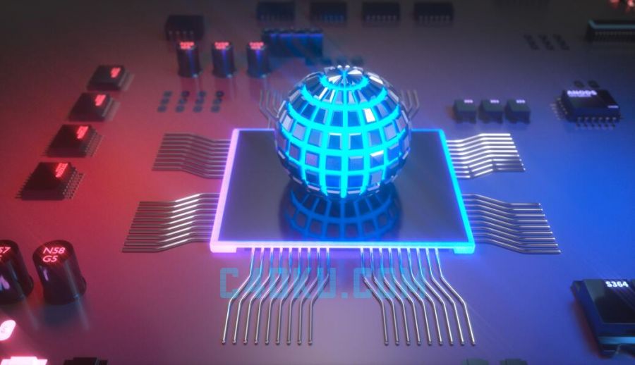 CINEMA4D结合Octane插件制作三维科幻智能球体芯片组电路3D模型