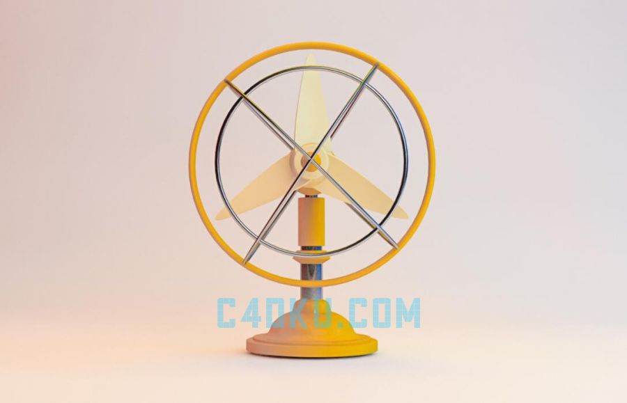 c4d软件制作夏日儿童玩具电动旋转风扇3d物品模型