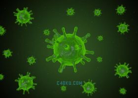 C4D模型模拟3D三维微观病毒体绿色细胞细菌球体