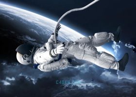 C4D与Octane渲染器插件制作太空宇航员漂浮行走
