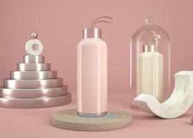 C4D制作电商平台女性粉色保温杯产品包装展示
