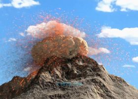 C4D软件结合TurbulenceFD插件制作模拟火山喷发教程含3D模型