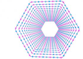 CINEMA4D建模六角多彩球体线条三色边框蜘蛛网