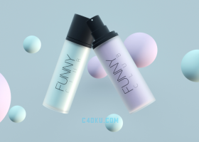 C4D小清新瓶子粉底液隔离霜类产品三维模型