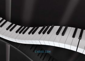 C4D结合Octane渲染器制作三维艺术钢琴黑白键