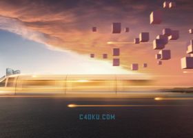 C4D配合Octane渲染器制作三维科技高速列车3D工程