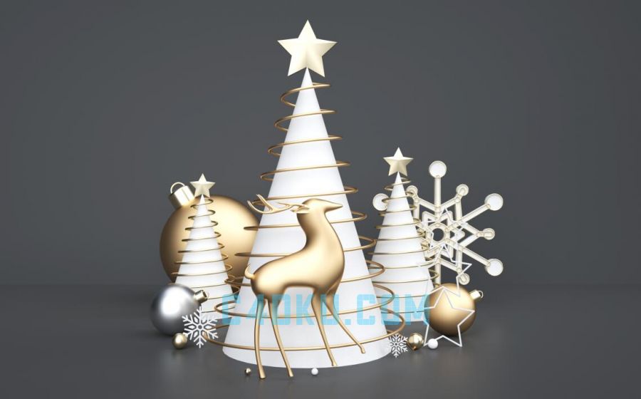cinema4d建模三维圣诞节立体圣诞树3d装饰物
