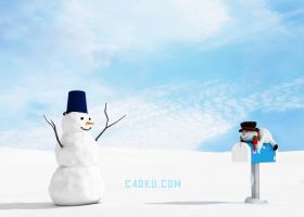 3DSMAX建模三维卡通12月圣诞节3D雪人场景