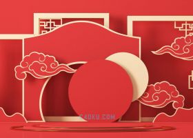 3DSMAX2018建模三维立体红色喜庆中国风格新年工程