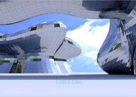 3DSMAX制作商务风抽象几何建筑场景3D工程