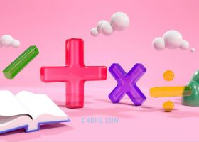 3DSMAX软件建模三维彩色物品3D卡通数学场景