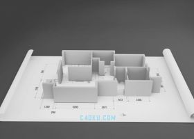 C4D结合Octane渲染器制作三维3D施工户型图图纸