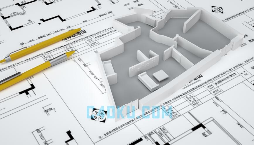 C4D建模三维房屋建筑图纸3D工程