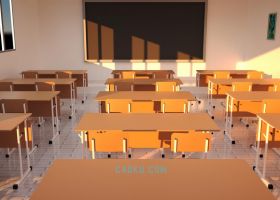 CINEMA4D建模三维学校教室桌子3D模型