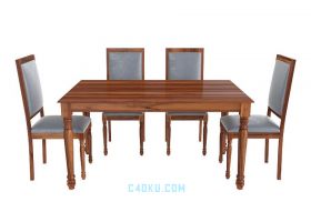 餐桌餐椅家具C4D/MAX/OBJ等多种格式3D模型