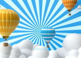 C4DR17软件制作彩色热气球卡通3D模型
