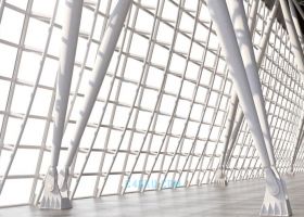 3DSMAX建模3D高铁车站现代建筑3D工程