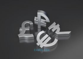 C4D制作三维3D货币市场符号3D工程